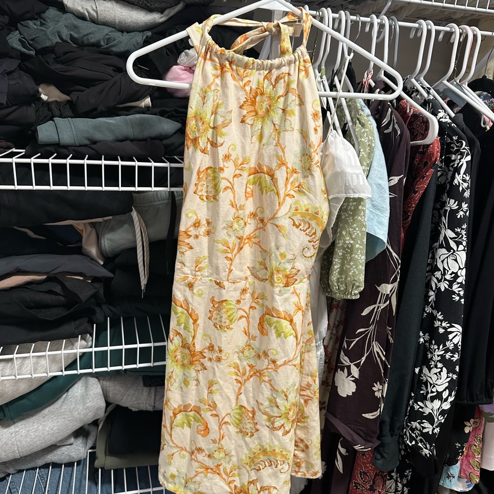 Rhythm Cream and Orange Halter Dress